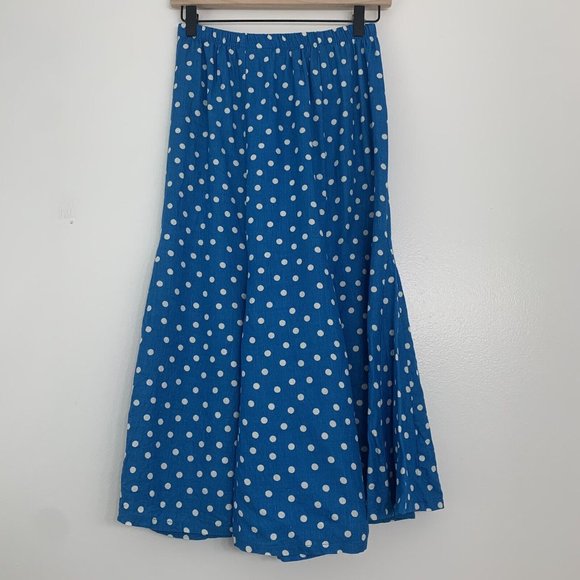 Vintage 70s Campus Casuals of California Skirt Blue White Polka Dot Womens Small - Picture 4 of 5
